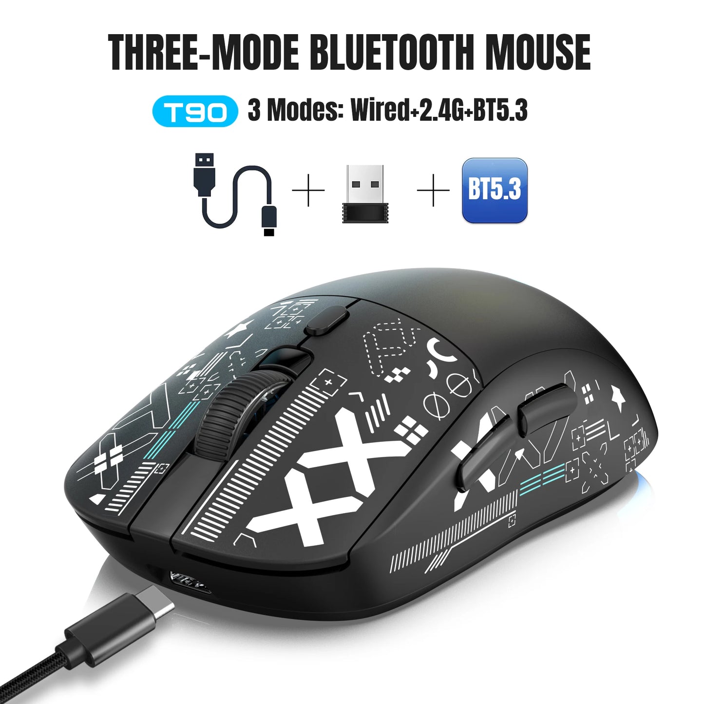2025 New 3-Mode Wireless Gaming Mouse RGB Macro Ergonomic, 6 Programmable Buttons, Silent Click, Pink for PC/Laptop