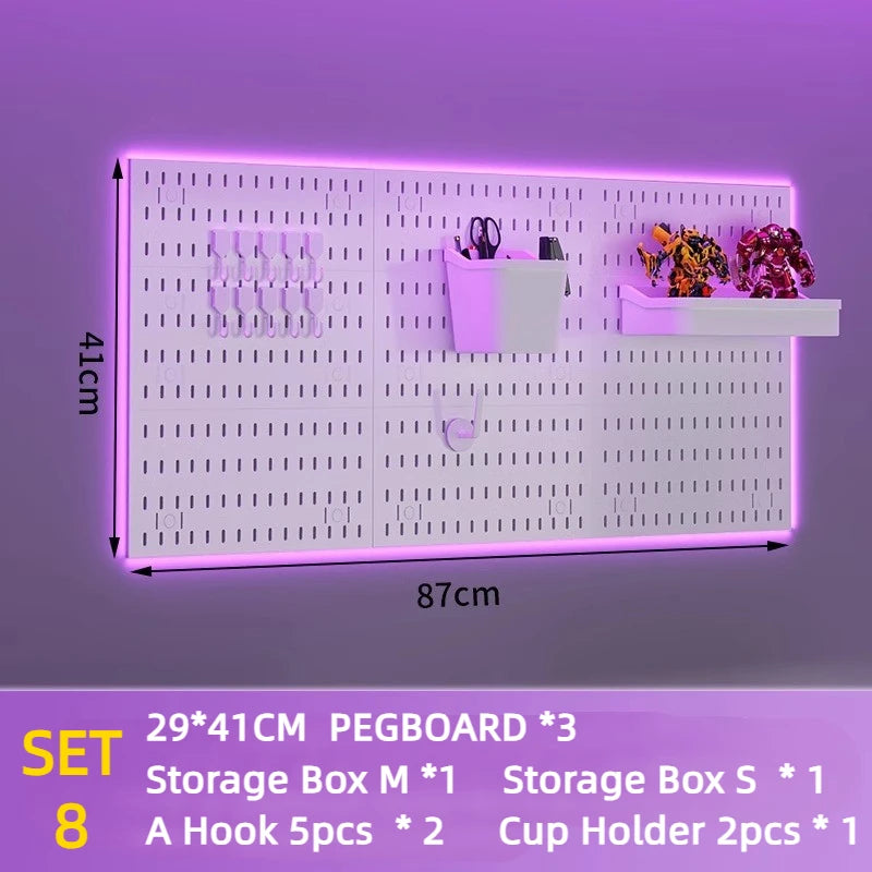 Nordic Style pegboard gamer accessories wall mount shelf peg board gaming hook Rack Plastic Storage for Kitchen Bathroom Office