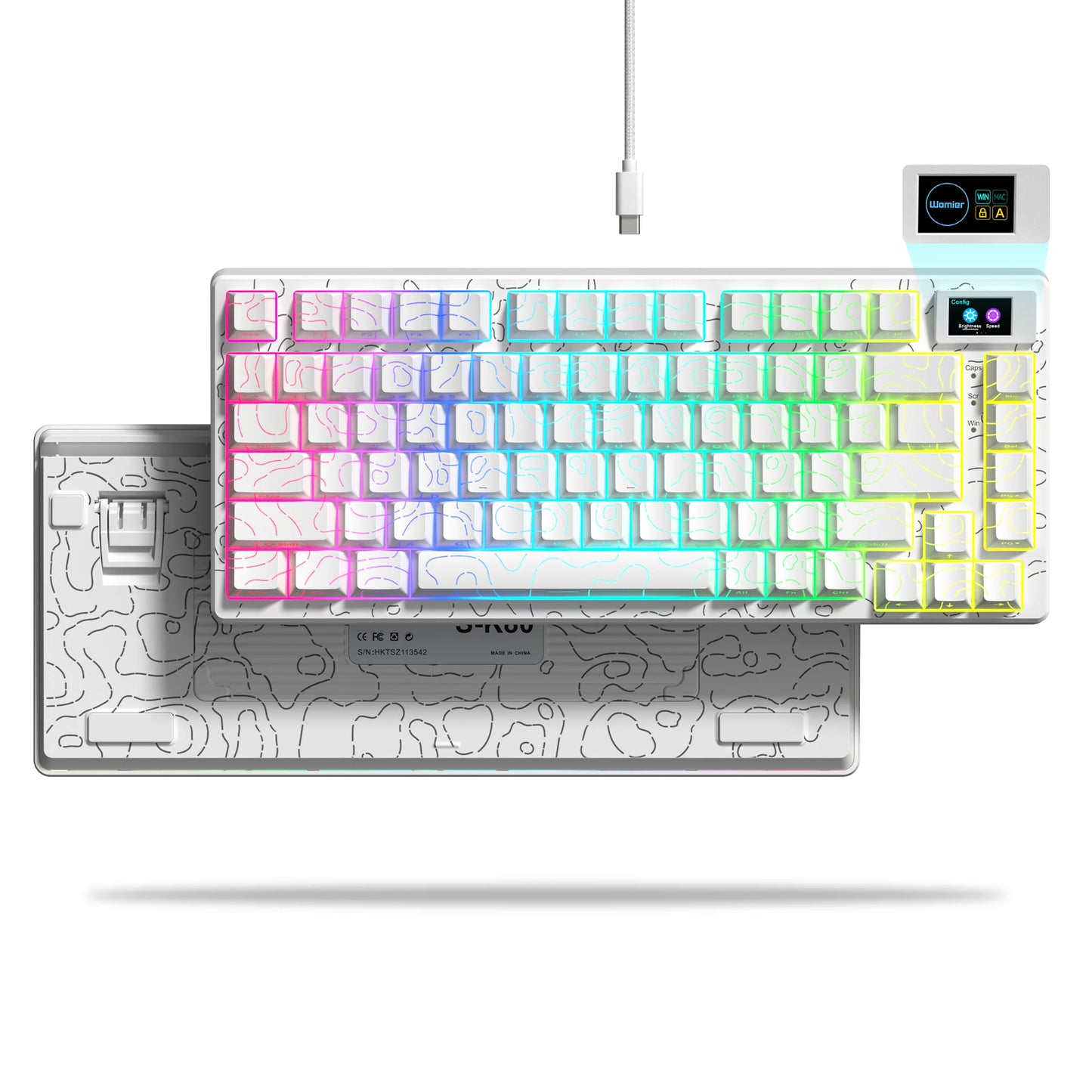 womier SK80 Gasket Mounted Mechanical Keyboard 81 Key Gamer Keyboard 75% Hot Swap RGB Gaming Keyboard with Smart Display for PC