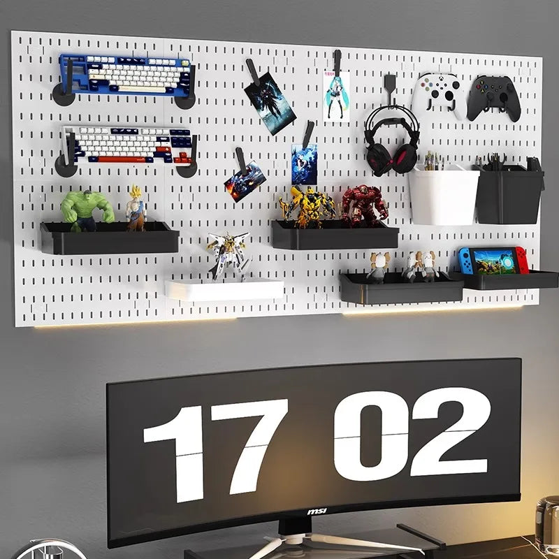 Nordic Style pegboard gamer accessories wall mount shelf peg board gaming hook Rack Plastic Storage for Kitchen Bathroom Office