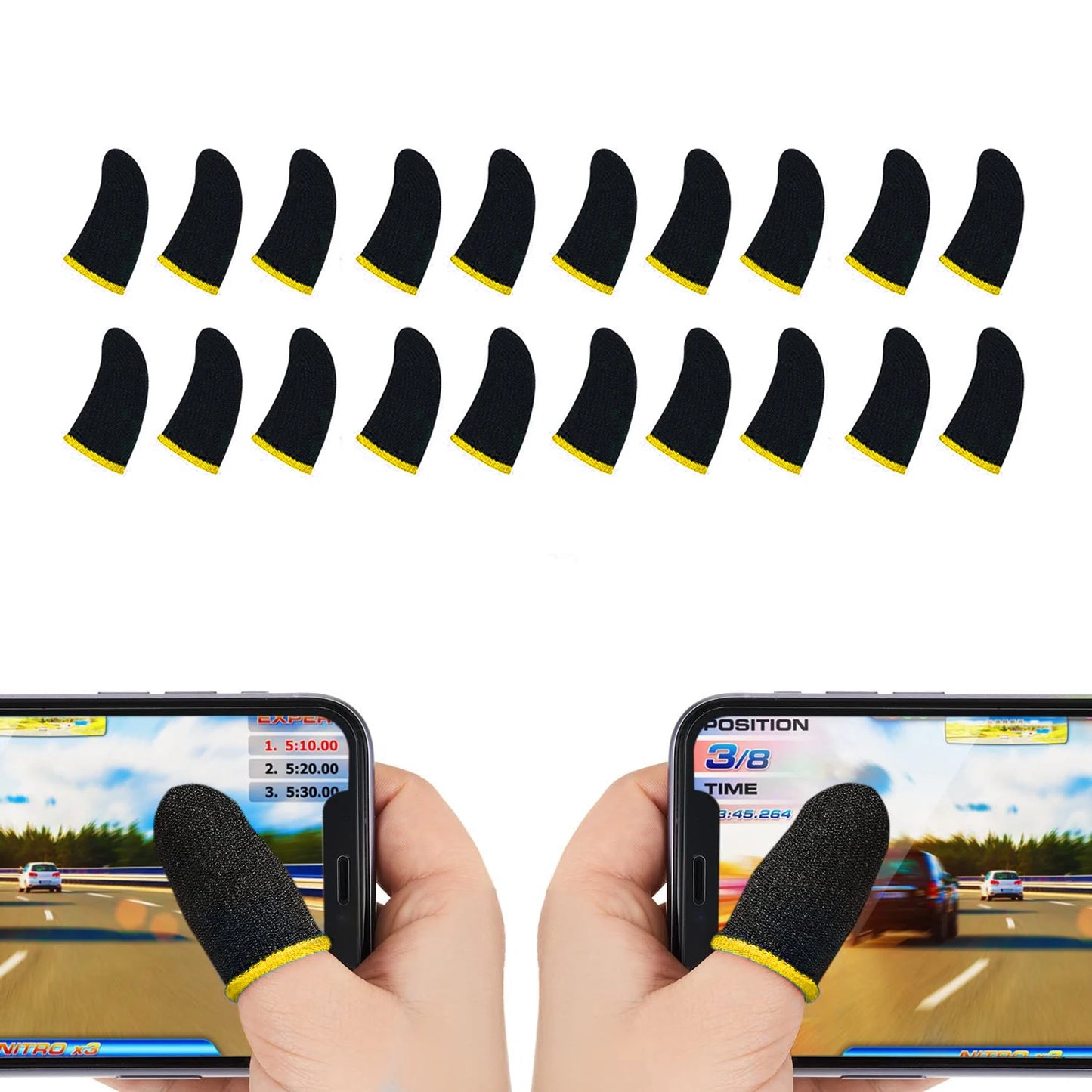 20PCS Finger Sleeve For PUBG Mobile Game Seamless Anti-Sweat Breathable Finger Sleeve Gloves Sensitive Touch Screen Gaming