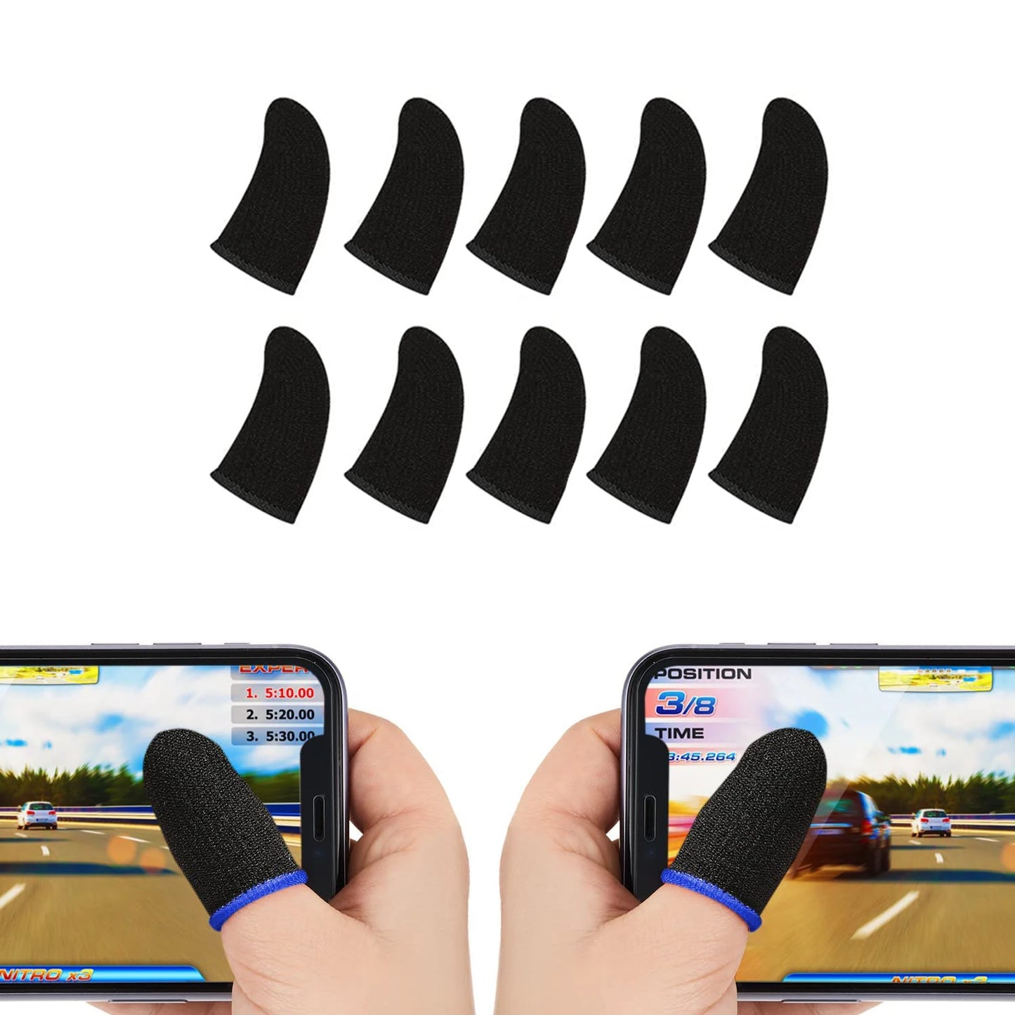 20PCS Finger Sleeve For PUBG Mobile Game Seamless Anti-Sweat Breathable Finger Sleeve Gloves Sensitive Touch Screen Gaming