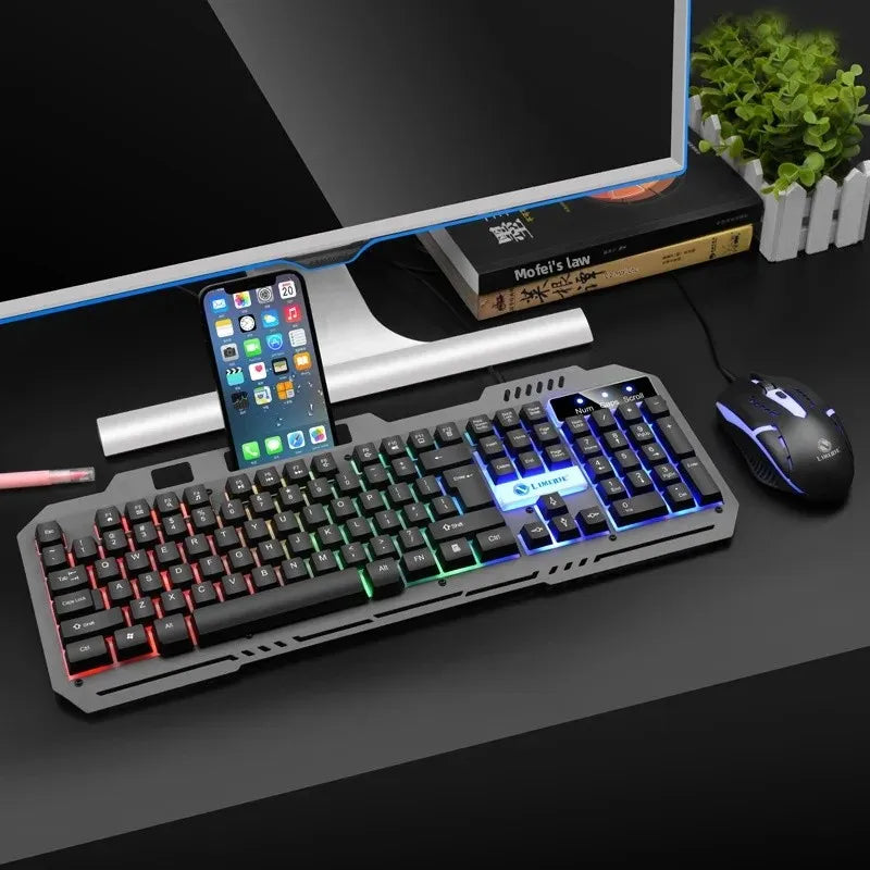 Limei T25 Metal Gaming Keyboard Mouse Set Backlit Floating Mechanical Feel USB Computer Peripherals from Mainland China