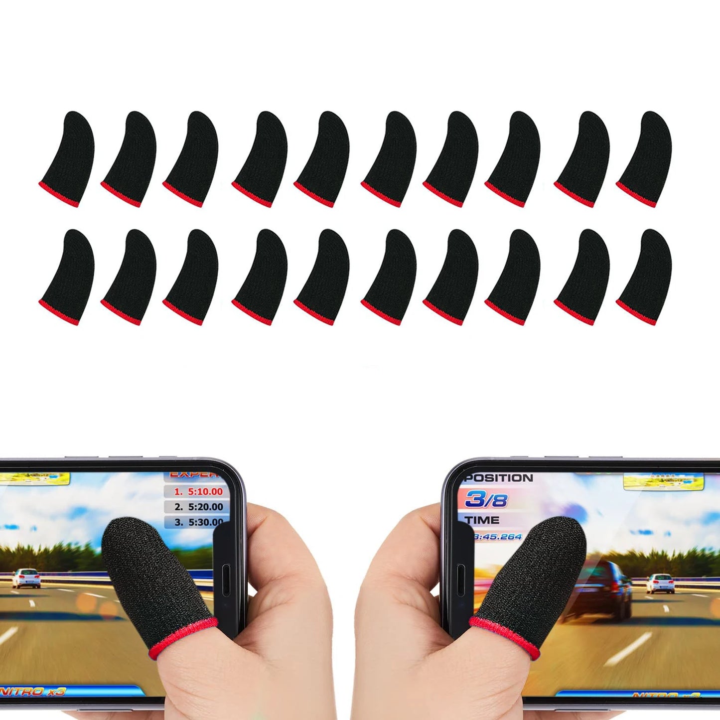 20PCS Finger Sleeve For PUBG Mobile Game Seamless Anti-Sweat Breathable Finger Sleeve Gloves Sensitive Touch Screen Gaming