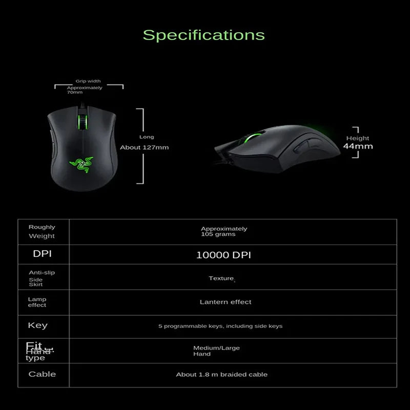 Razer DeathAdder Essential Wired Gaming Mouse / Wired Mice 6400DPI 5 Independently Buttons For Laptop PC Gamer