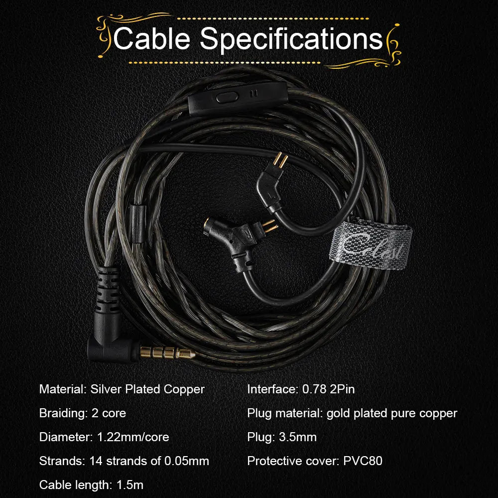 Celest Wyvern Black Type-C In Ear Earphone Monitor With Microphone Hifi Music Headphone IEMs Wired Gaming Earbuds For Gif