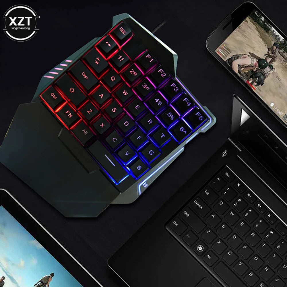 USB One-handed Keyboard Gaming Mechanical Keyboard Portable 35 Keys Mini Wired Keyboard Ergonomic Gaming Keyboard