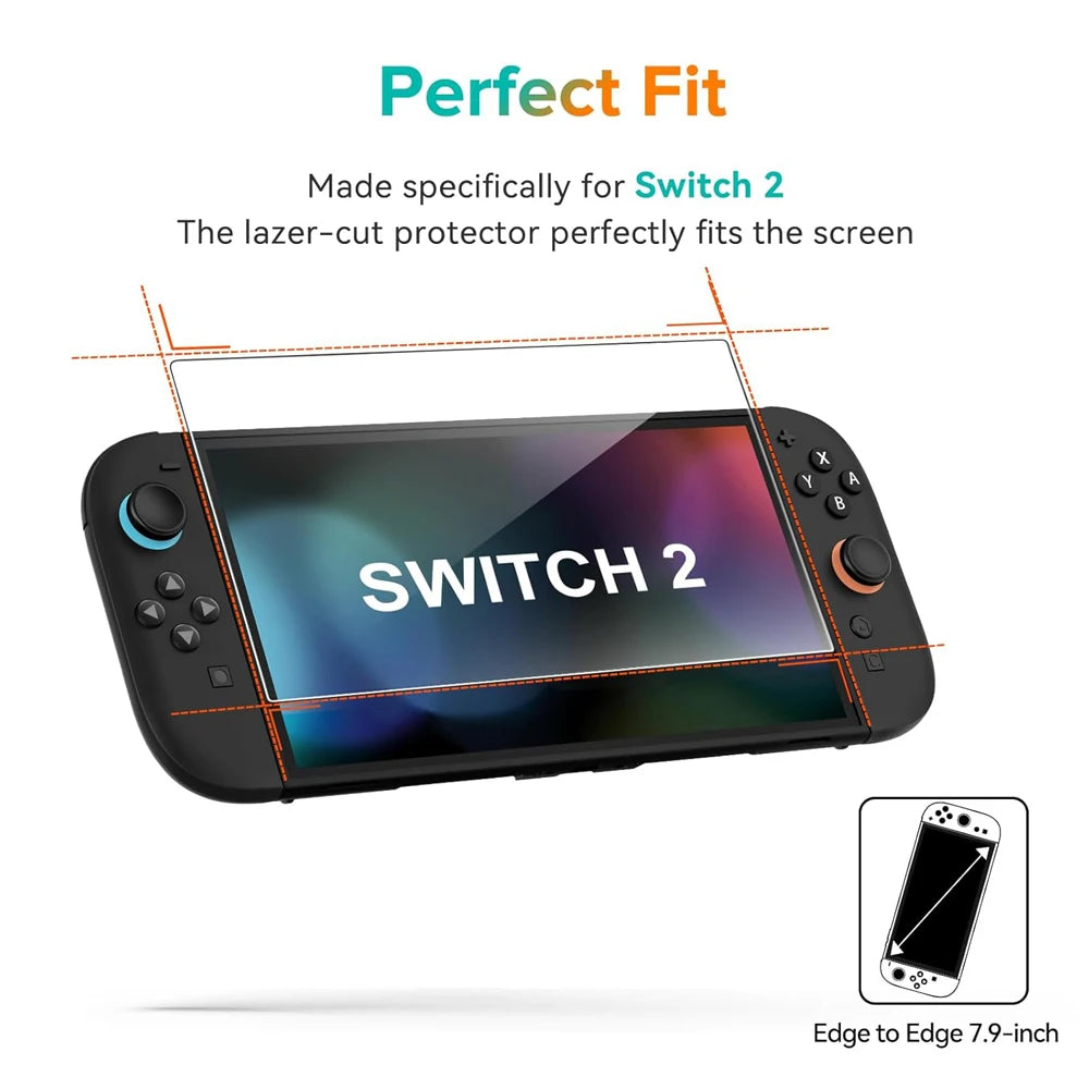 Screen Protector Tempered Glass For Switch Nintendo 2 With Joystick Cap Accessories Protector For Switch Nintendo 2