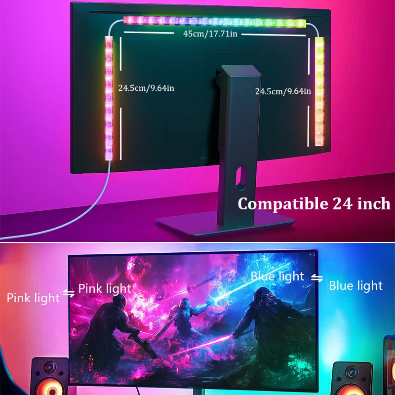 USB Smart Gaming LED Strip Lights Computer Monitor Screen Sync Light Strip RGBIC LED Backlight For Gaming Room Atmosphere Decor