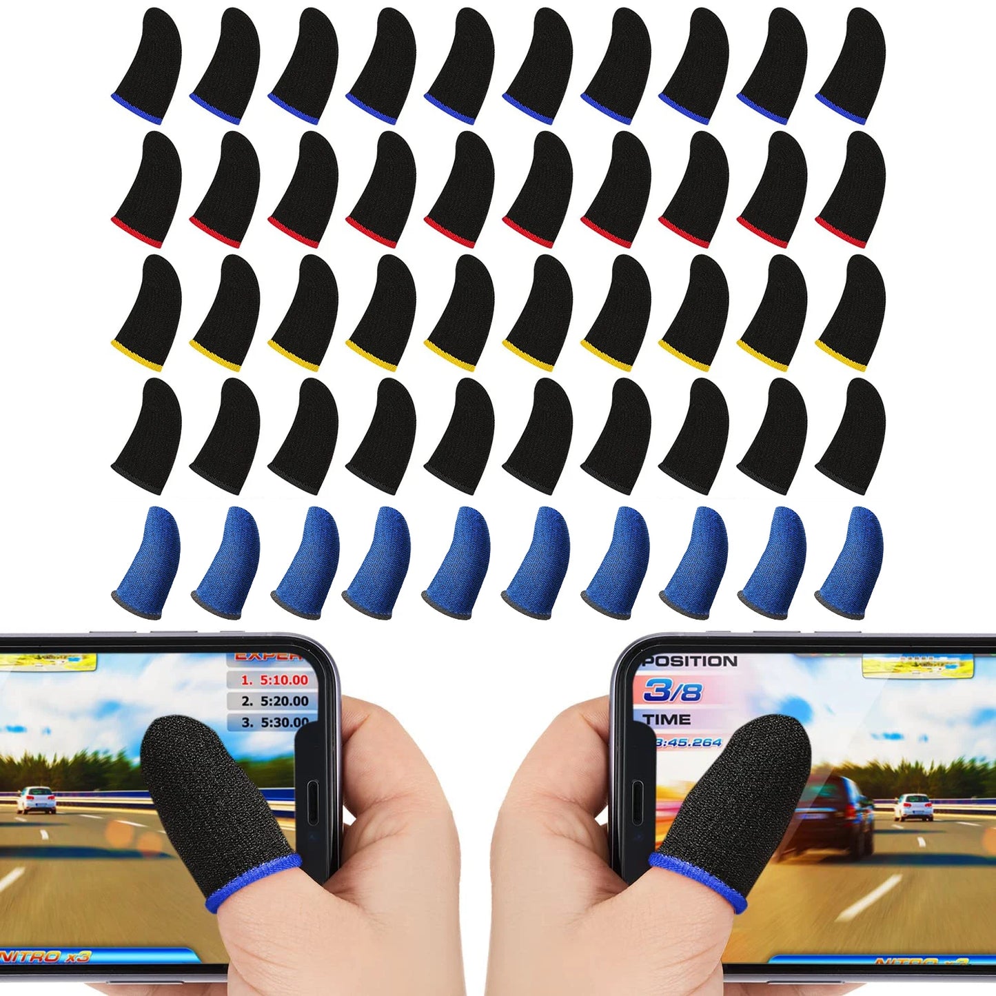 20PCS Finger Sleeve For PUBG Mobile Game Seamless Anti-Sweat Breathable Finger Sleeve Gloves Sensitive Touch Screen Gaming