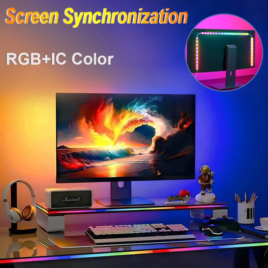 USB Smart Gaming LED Strip Lights Computer Monitor Screen Sync Light Strip RGBIC LED Backlight For Gaming Room Atmosphere Decor