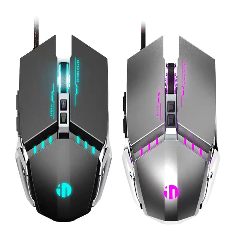 Inphic W2 Silent Gaming Mouse USB Wired Mouse Gamer Mechanical Metal Style Suitable For Desktop And Laptop Computers Home office