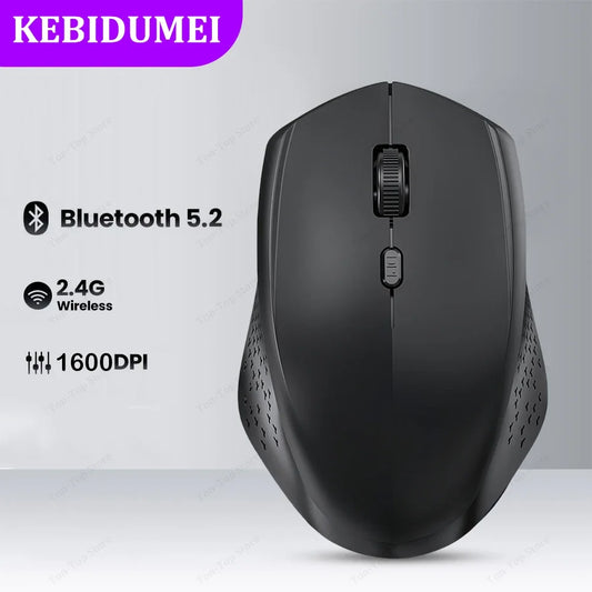 Bluetooth 5.2 Mouse 2.4G Wireless Mouse Dual-Mode Silent Mouse Rechargeable Gaming Mouse 1600DPI For Laptop Computer Win Mac OS