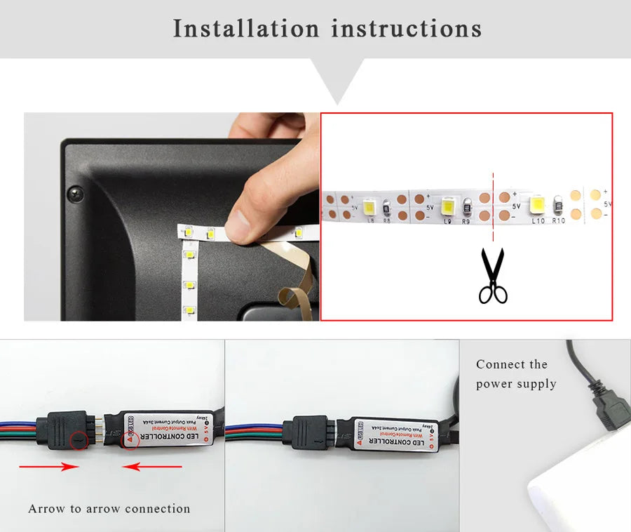 Usb Led Strip 5V 5050 Smart Led Light For Wall Room Bluetooth Wifi Alexa 15 20 Meter Rgb Tape Tv Backlight Led Ribbon Band Luces