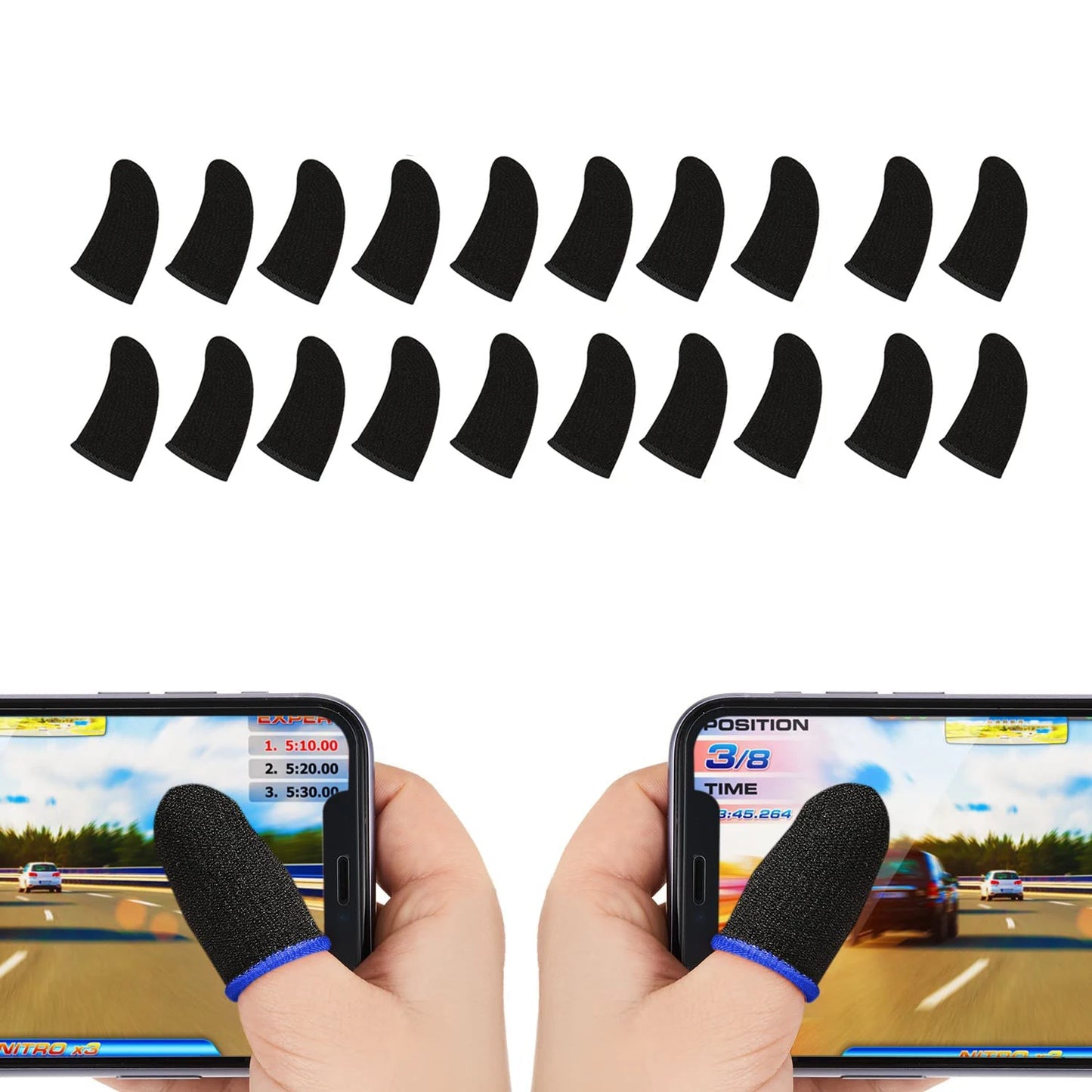 20PCS Finger Sleeve For PUBG Mobile Game Seamless Anti-Sweat Breathable Finger Sleeve Gloves Sensitive Touch Screen Gaming