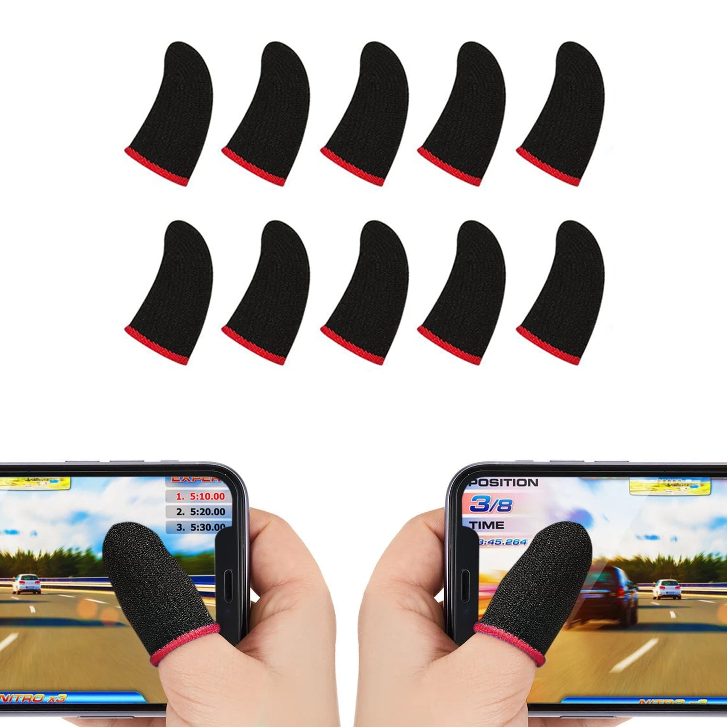 20PCS Finger Sleeve For PUBG Mobile Game Seamless Anti-Sweat Breathable Finger Sleeve Gloves Sensitive Touch Screen Gaming