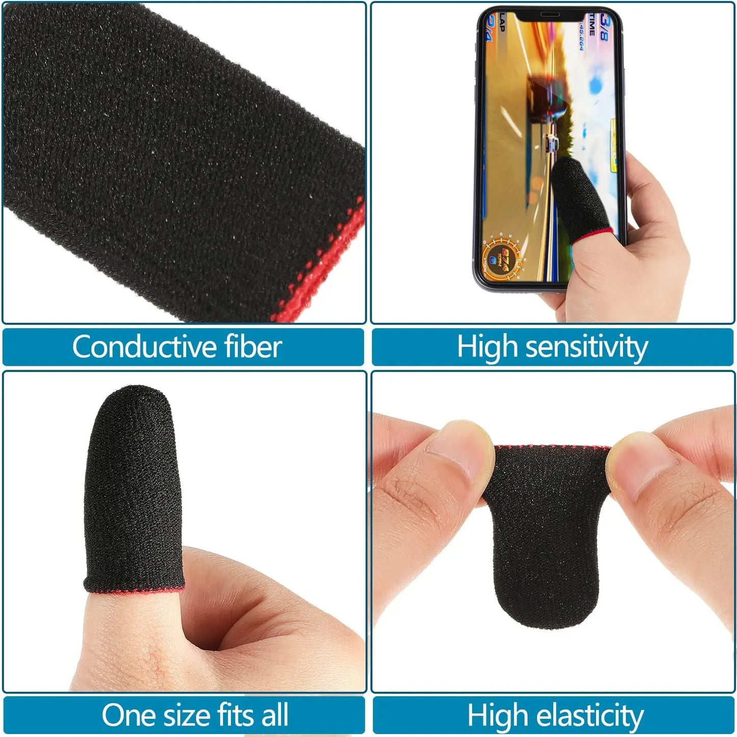 20PCS Finger Sleeve For PUBG Mobile Game Seamless Anti-Sweat Breathable Finger Sleeve Gloves Sensitive Touch Screen Gaming