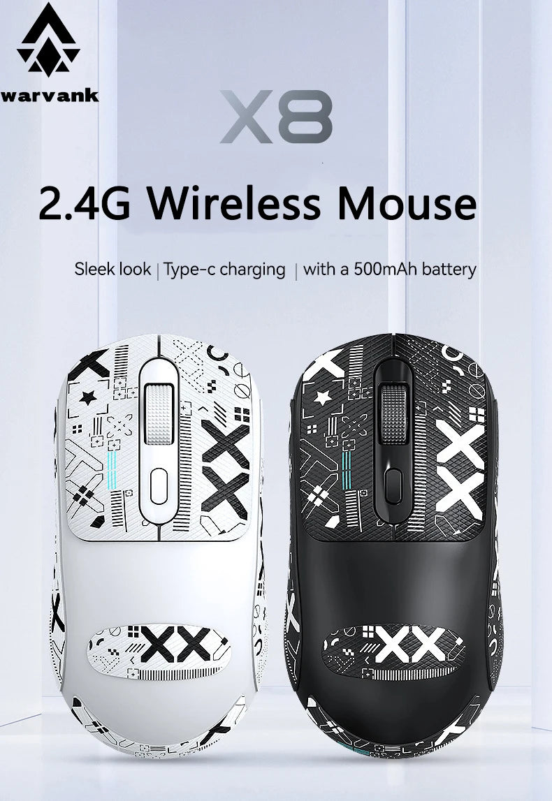 Warvank X8 Wireless Gaming Mouse 500mAh TYPE-C Rechargeable Office Mouse Suitable for Laptop Desktop Computers