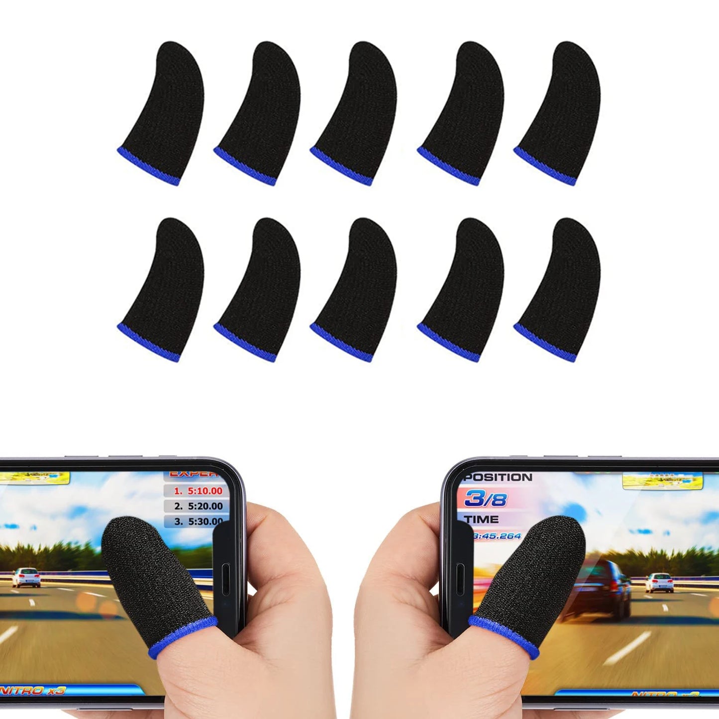 20PCS Finger Sleeve For PUBG Mobile Game Seamless Anti-Sweat Breathable Finger Sleeve Gloves Sensitive Touch Screen Gaming