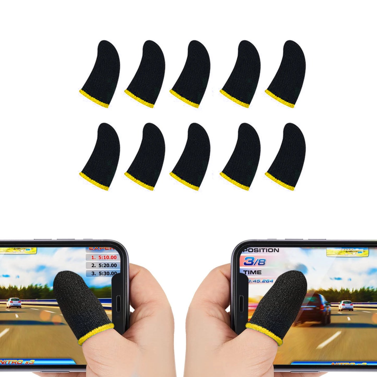 20PCS Finger Sleeve For PUBG Mobile Game Seamless Anti-Sweat Breathable Finger Sleeve Gloves Sensitive Touch Screen Gaming