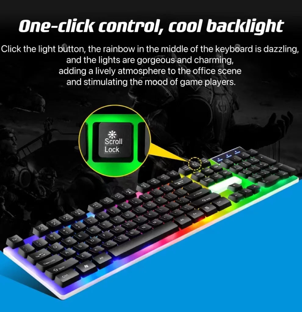 ITLY USB Wired Keyboard Set 104 Keys Backlight Gaming Keyboard Gaming For Laptop PC Computer