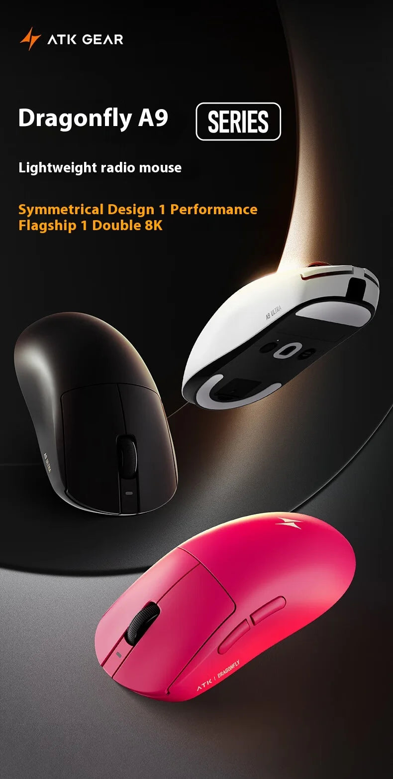 ATK A9 Ultra Wireless Gaming Mouse A9/A9 SE/A9 Plus/A9 Pro Tri Mode 8K 53g Lightweight E-sports Gaming Mouse PC Custom Accessory
