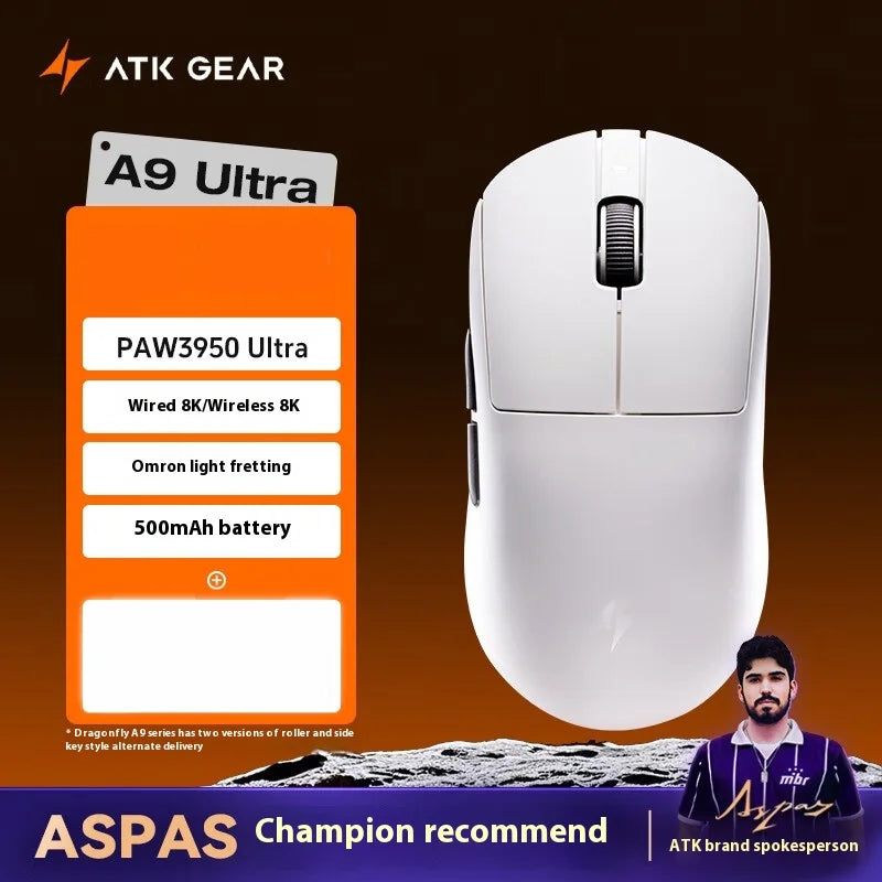 ATK A9 Ultra Wireless Gaming Mouse A9/A9 SE/A9 Plus/A9 Pro Tri Mode 8K 53g Lightweight E-sports Gaming Mouse PC Custom Accessory