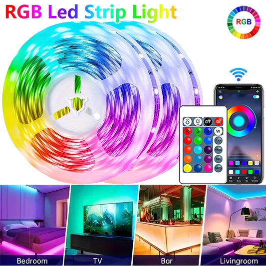 RGB LED Strip Lights App & Remote Control Color Changing with Music Sync USB 5V Flexible Light for Room Decoration Festive Light