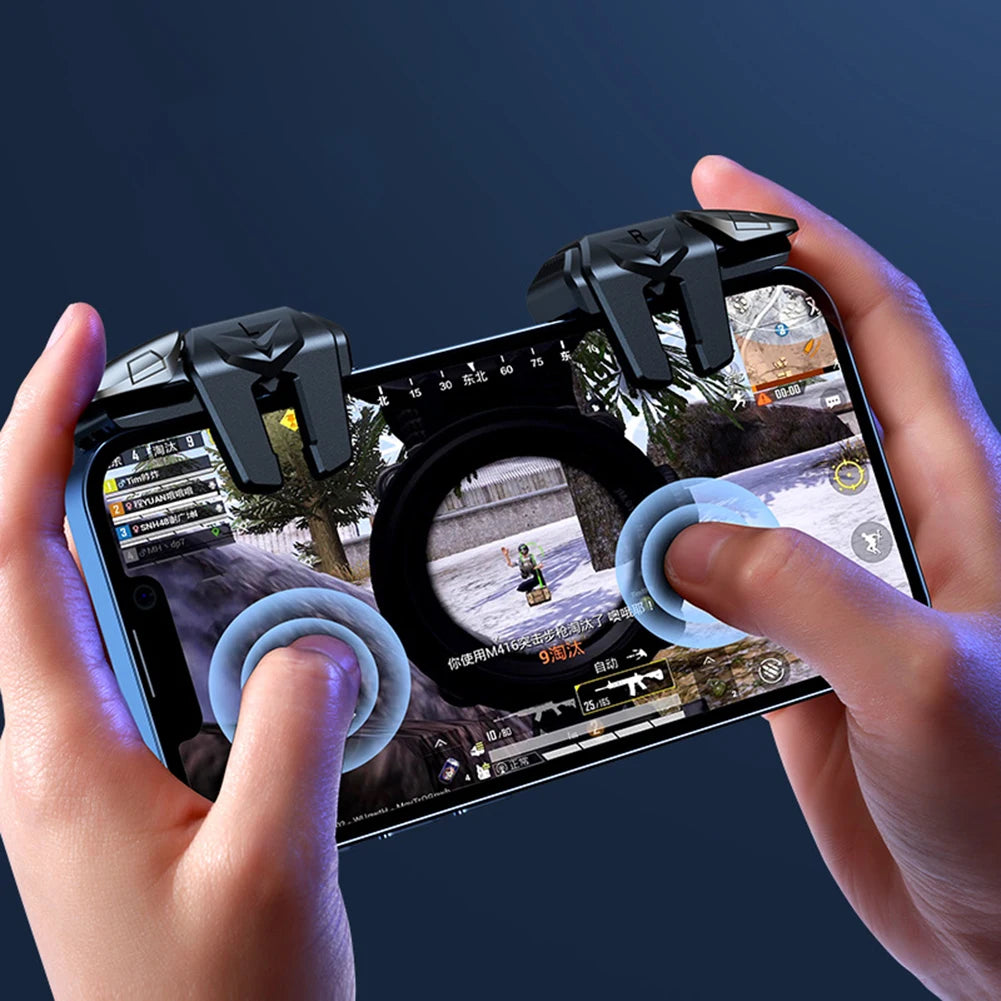 2pcs 6 Finger Gaming Trigger Latency-Free Control for PUBG Game Physical Buttons Game Controller for Iphone Android Smart Phone