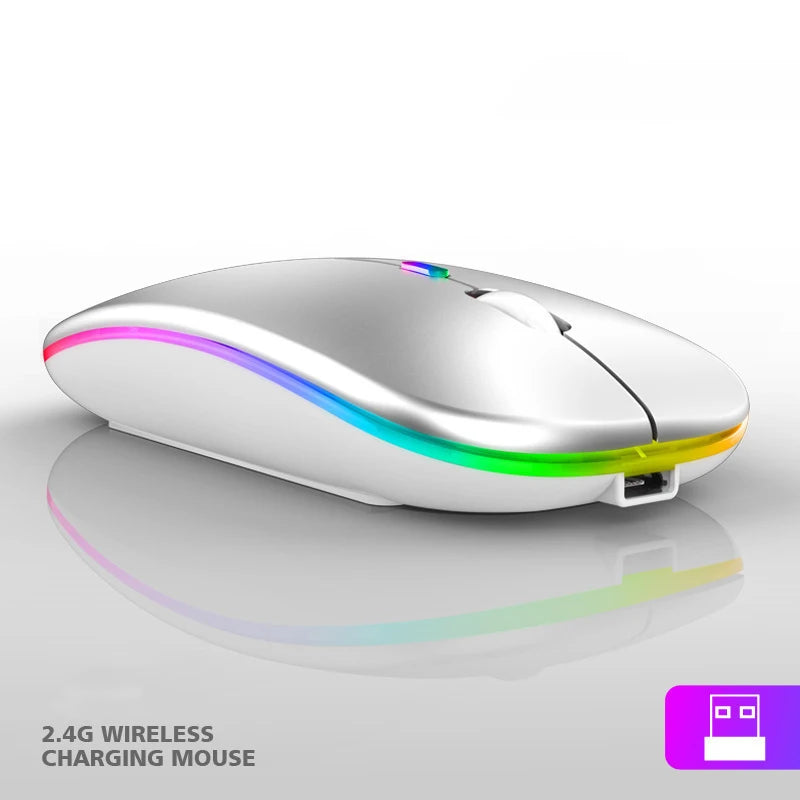2.4G Wireless Mouse RGB Colorful Mouse Rechargeable Mouse Silent Mouse USB Gaming Mouse Mice 1600DPI for PC Laptop Macbook Pro