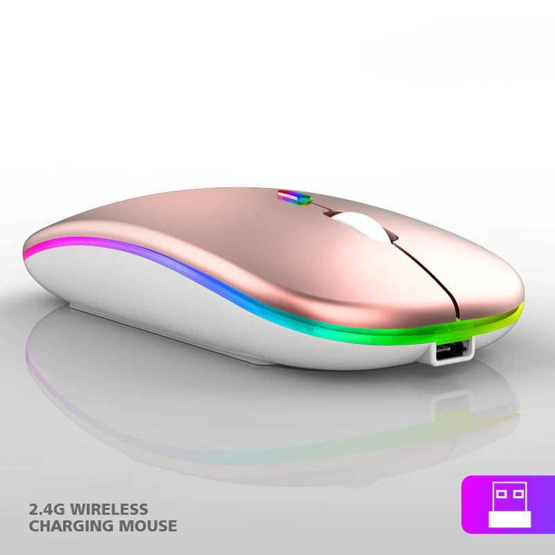 2.4G Wireless Mouse RGB Colorful Mouse Rechargeable Mouse Silent Mouse USB Gaming Mouse Mice 1600DPI for PC Laptop Macbook Pro