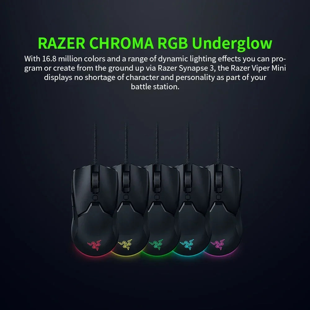 100% Original Razer Viper Mini Gaming Mouse 8500DPI Optical Sensor Chroma RGB Wired Mouse Lightweight SPEEDFLEX Mice for Gamer
