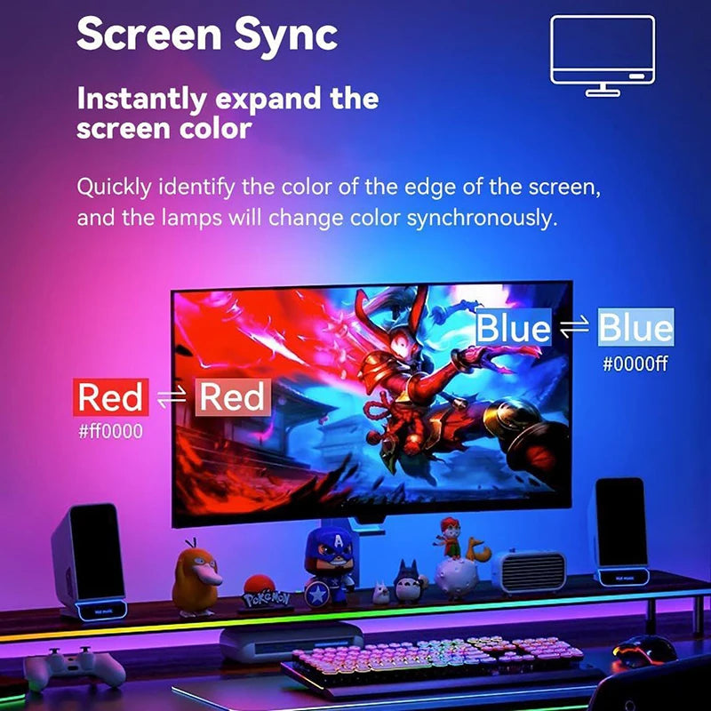 USB Smart Gaming LED Strip Lights Computer Monitor Screen Sync Light Strip RGBIC LED Backlight For Gaming Room Atmosphere Decor