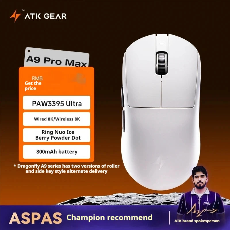 ATK A9 Ultra Wireless Gaming Mouse A9/A9 SE/A9 Plus/A9 Pro Tri Mode 8K 53g Lightweight E-sports Gaming Mouse PC Custom Accessory