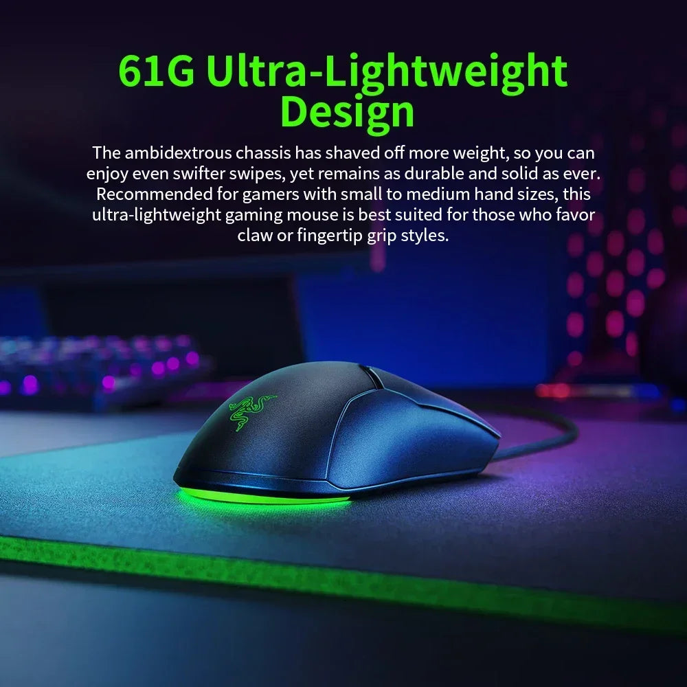 100% Original Razer Viper Mini Gaming Mouse 8500DPI Optical Sensor Chroma RGB Wired Mouse Lightweight SPEEDFLEX Mice for Gamer