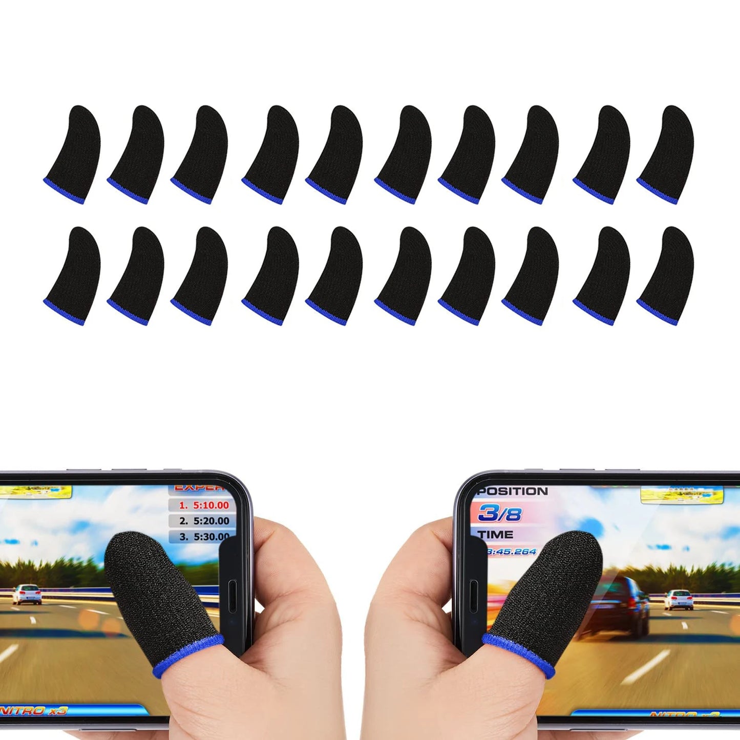 20PCS Finger Sleeve For PUBG Mobile Game Seamless Anti-Sweat Breathable Finger Sleeve Gloves Sensitive Touch Screen Gaming