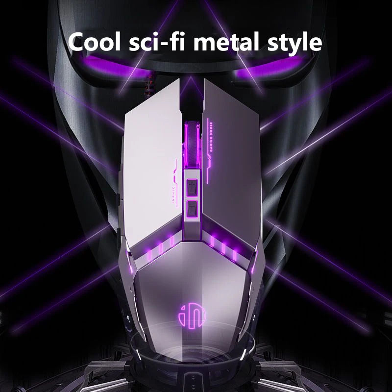 Inphic W2 Silent Gaming Mouse USB Wired Mouse Gamer Mechanical Metal Style Suitable For Desktop And Laptop Computers Home office