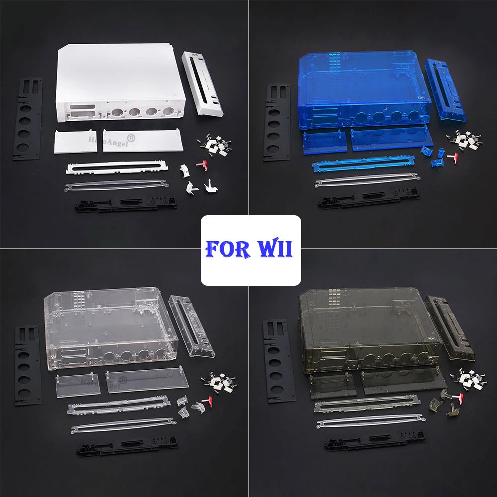 Black White Blue Transparent Color Full Set Housing Case Cover Replacement for Wii Accessories Game Console with Retail Package