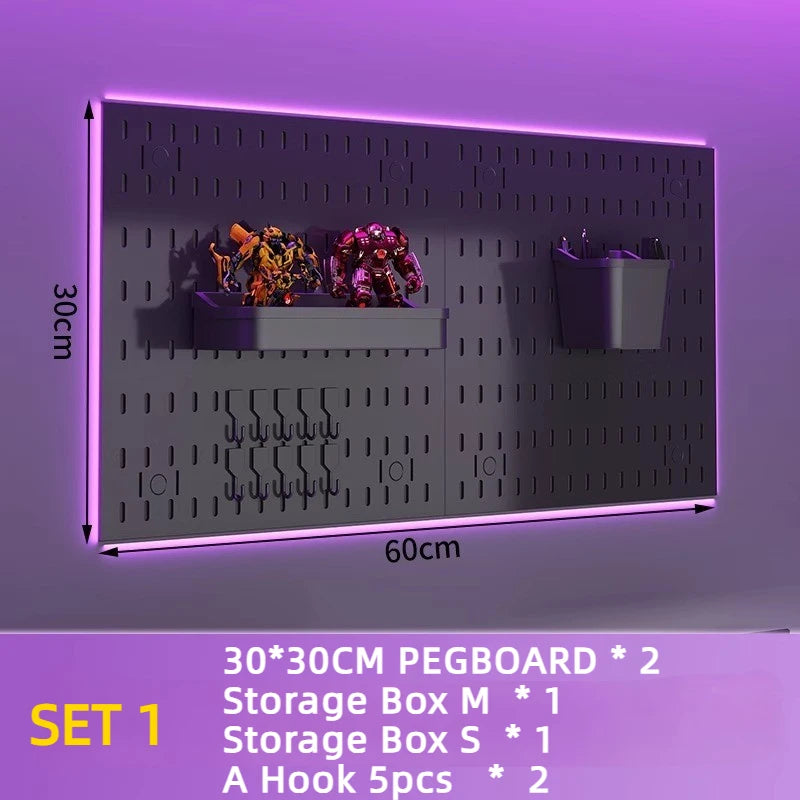 Nordic Style pegboard gamer accessories wall mount shelf peg board gaming  hook Rack Plastic Storage for Kitchen Bathroom Office