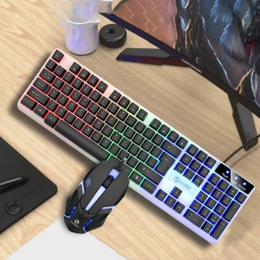 Doctor Denton Floating Rainbow Backlight Wired Keyboard Mouse Set Diy Computer Assembly Suitable For Gaming Office