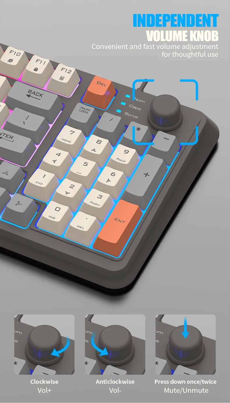 K82 Gaming Gaming Keyboard Glows Wired USB Desktop PC/Notebook Available 19-key punchless knob to adjust volume