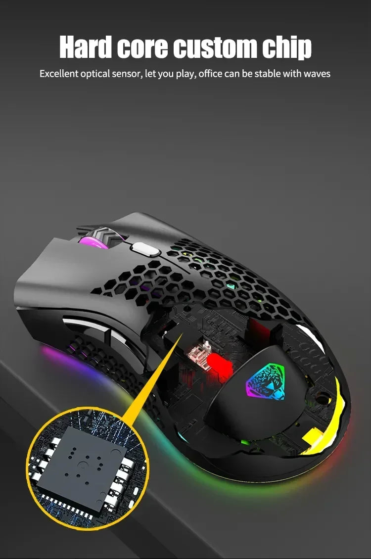 BM600 Wireless Mouse USB 2.4G Wireless RGB Optical Cellular Gaming Mouse Ergonomic Optical Honeycomb Office Wireless Mouse