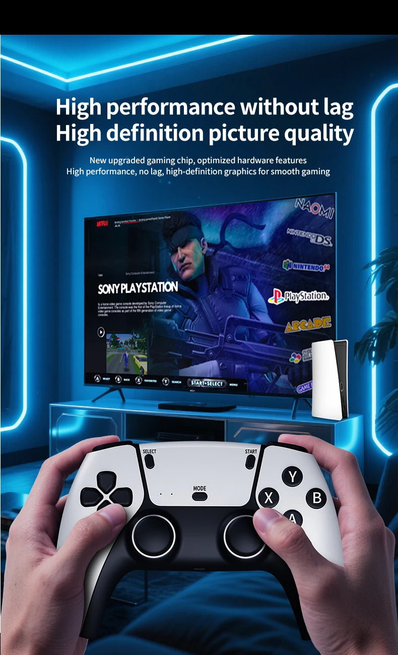 RS5 TV Game Console Dual Stick Wireless Controller Game 40000+128GB Double Joystick 4K Retro Suitable for PC, Android, TV USB