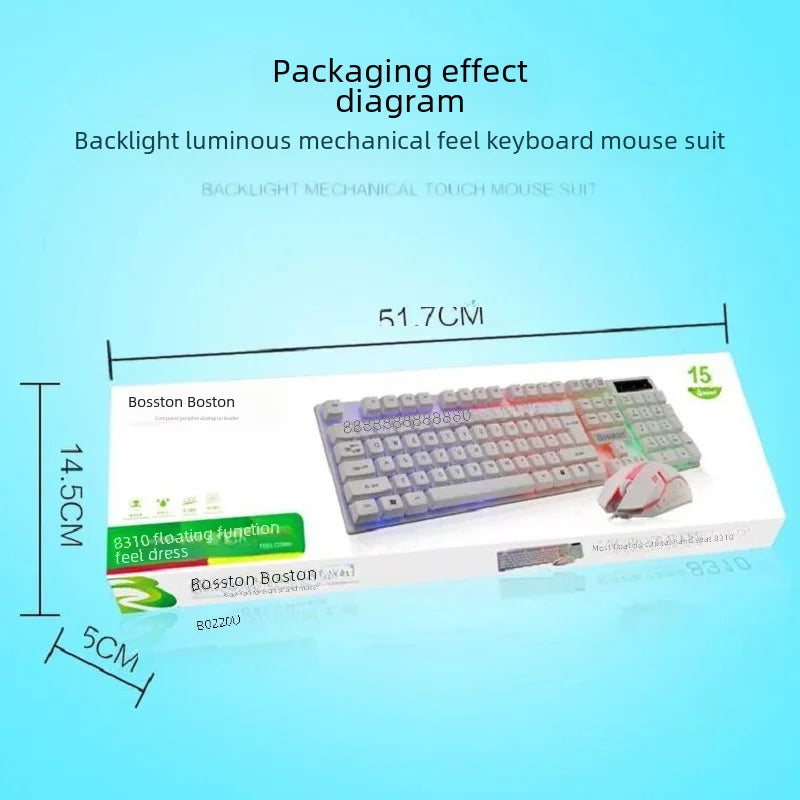 Doctor Denton Floating Rainbow Backlight Wired Keyboard Mouse Set Diy Computer Assembly Suitable For Gaming Office