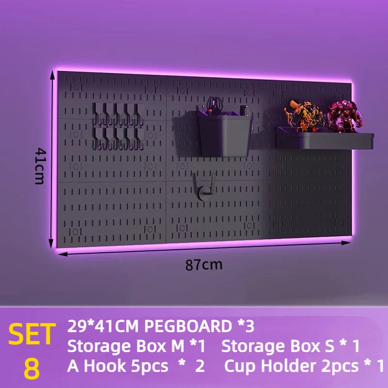 Nordic Style pegboard gamer accessories wall mount shelf peg board gaming  hook Rack Plastic Storage for Kitchen Bathroom Office