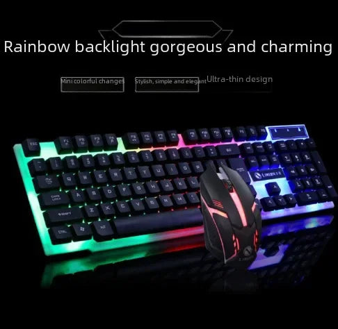 Doctor Denton Floating Rainbow Backlight Wired Keyboard Mouse Set Diy Computer Assembly Suitable For Gaming Office