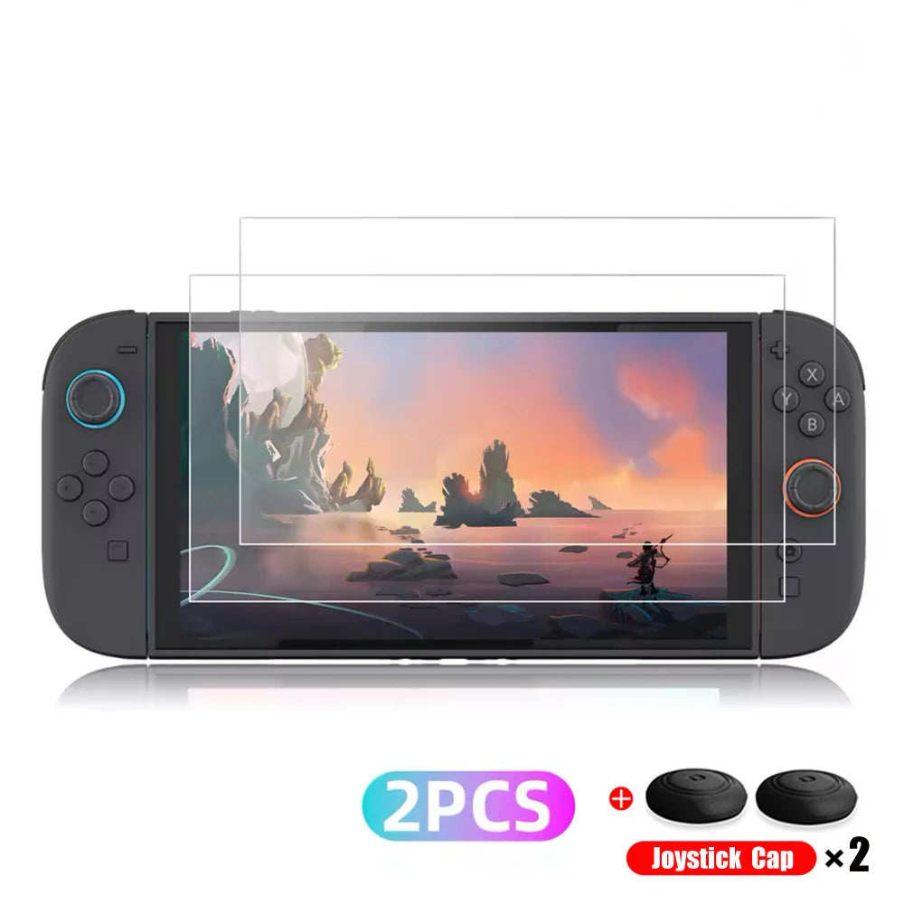 Screen Protector Tempered Glass For Switch Nintendo 2 With Joystick Cap Accessories Protector For Switch Nintendo 2