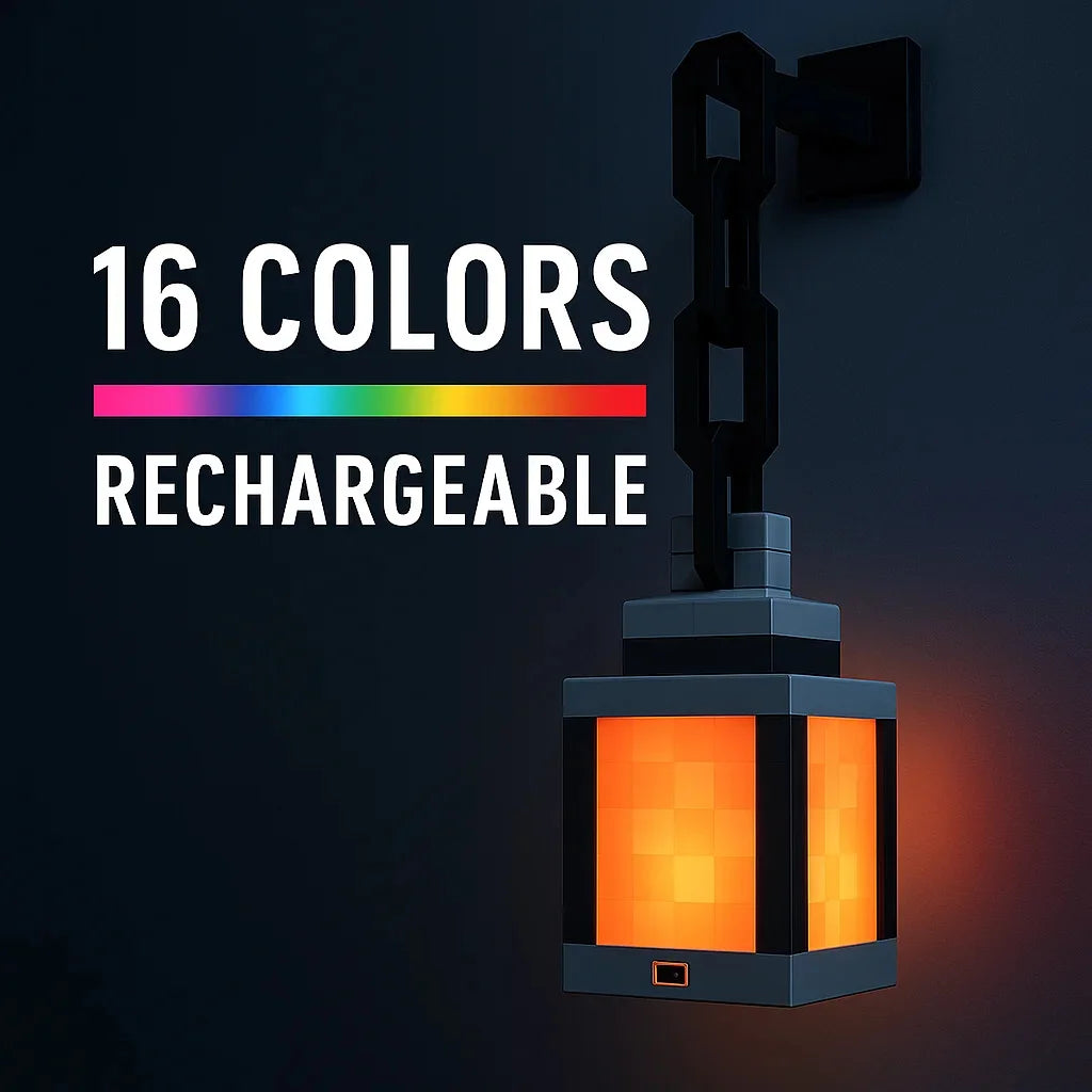 Pixel Style Wall Night Light USB Creative My Worlds Hanging Lantern For Bedroom & Gaming Decor Atmosphere Lamp For Boys Room