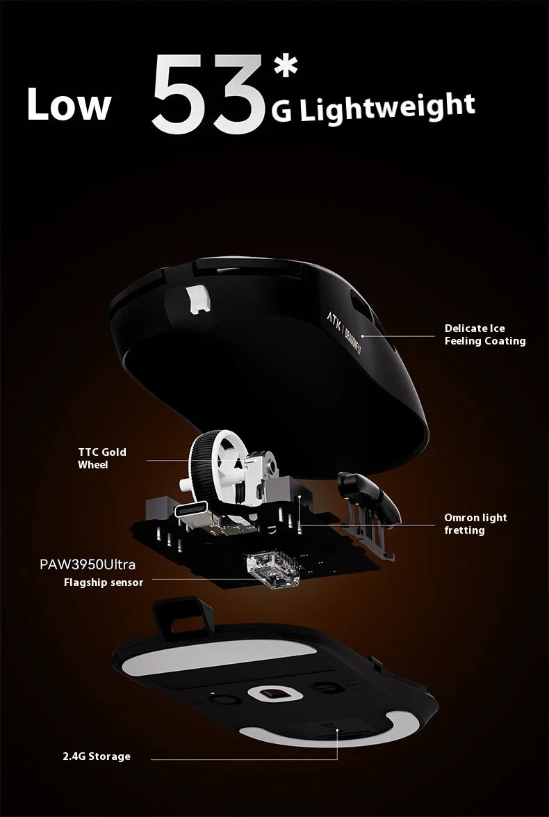 ATK A9 Ultra Wireless Gaming Mouse A9/A9 SE/A9 Plus/A9 Pro Tri Mode 8K 53g Lightweight E-sports Gaming Mouse PC Custom Accessory