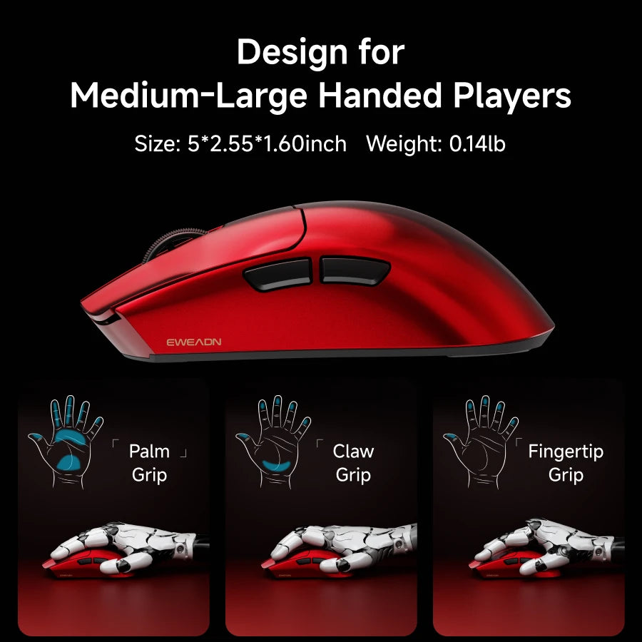 EWEADN S9 series Wireless Gaming Mouse,Tri-Mode,Lightweight Pro Design,High-Precision Sensor, Ergonomic, for Esports, PC/Office